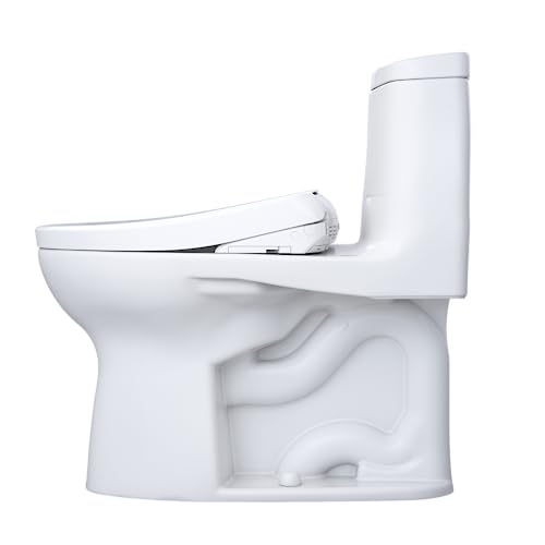 TOTO WASHLET+ UltraMax II One-Piece Elongated 1.28 GPF Toilet and WASHLET+ S7A Contemporary Bidet Seat, Cotton White - MW6044736CEFG#01