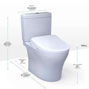 TOTO WASHLET - Aquia IV Two-Piece Elongated Dual Flush 1.28 and 0.9 GPF Toilet and Contemporary WASHLET S7 Contemporary Bidet Seat, Cotton White - MW4464726CEMGN#01