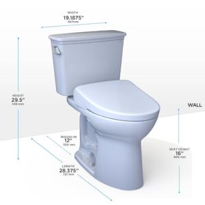 TOTO Drake Transitional WASHLET+ Two-Piece Elongated 1.28 GPF TORNADO FLUSH Toilet with S7A Contemporary Bidet Seat, Cotton White - MW7864736CEG#01