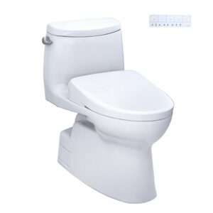 toto washlet+ carlyle ii one-piece elongated 1.28 gpf toilet with auto flush washlet+ s7a contemporary bidet seat, cotton white - mw6144736cefga#01