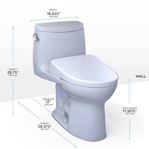 TOTO WASHLET+ UltraMax II One-Piece Elongated 1.28 GPF Toilet with Auto Flush WASHLET+ S7A Contemporary Bidet Seat, Cotton White - MW6044736CEFGA#01