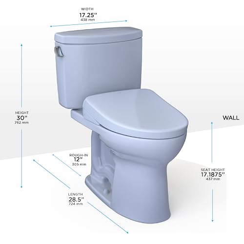 TOTO WASHLET+ Drake II Two-Piece Elongated 1.28 GPF Toilet and WASHLET+ S7 Contemporary Bidet Seat, Cotton White - MW4544726CEFG#01