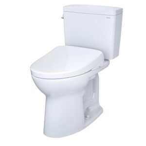 TOTO Drake WASHLET+ Two-Piece Elongated 1.6 GPF Universal Height TORNADO FLUSH Toilet and S7 Contemporary Bidet Seat with Auto Flush, Cotton White - MW7764726CSFGA#01