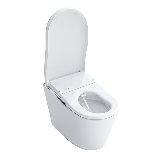 TOTO® Neorest® LS Dual Flush 1.0 or 0.8 GF Integrated Bidet Toilet, Cotton White with Silver Trim - MS8732CUMFG#01S