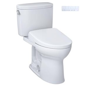 toto washlet+ drake ii two-piece elongated 1.28 gpf toilet and washlet+ s7 contemporary bidet seat, cotton white - mw4544726cefg#01