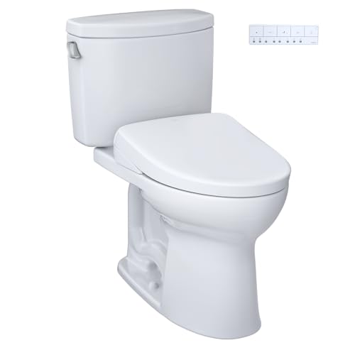 TOTO WASHLET+ Drake II Two-Piece Elongated 1.28 GPF Toilet and WASHLET+ S7 Contemporary Bidet Seat, Cotton White - MW4544726CEFG#01