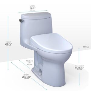 TOTO WASHLET+ UltraMax II 1G One-Piece Elongated 1.0 GPF Toilet and WASHLET+ S7A Contemporary Bidet Seat, Cotton White - MW6044736CUFG#01