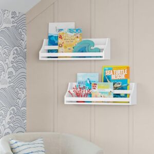 RiverRidge Kids Book Nook Wall Bookshelf Set (2 Pack) - White Shelves for Nursery, Playroom and Living Room - Spacious Shelves for Favorite Books, Albums & Keepsakes - Easy Assembly & Mounting