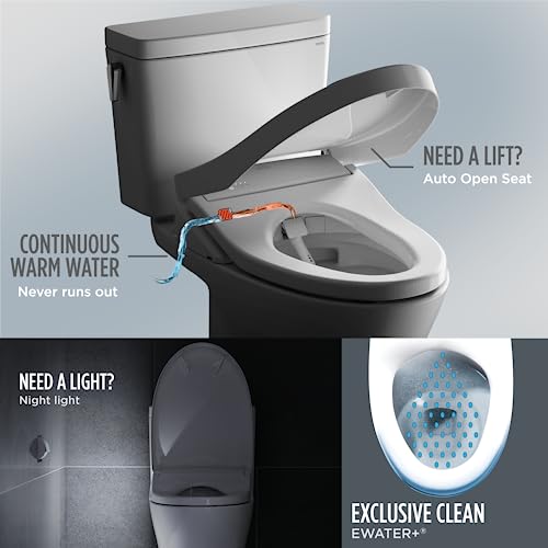 TOTO WASHLET+ UltraMax II One-Piece Elongated 1.28 GPF Toilet with Auto Flush WASHLET+ S7A Contemporary Bidet Seat, Cotton White - MW6044736CEFGA#01