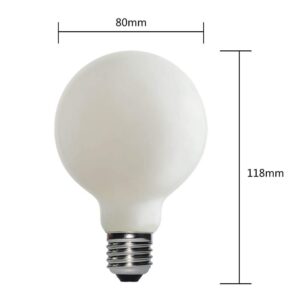 Liii&ARTMAN LED Light Bulb G25/G80 6W, E26 Matt White Porcelain Dim-to-Warm 2000-2800K CRI 95 Excellent Color Accuracy 500LM (4-Pack)