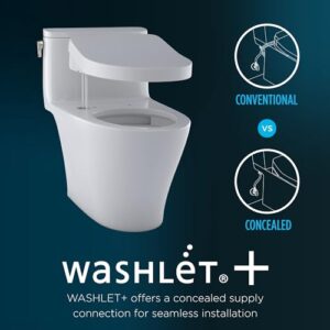 TOTO WASHLET+ UltraMax II 1G One-Piece Elongated 1.0 GPF Toilet and WASHLET+ S7A Contemporary Bidet Seat, Cotton White - MW6044736CUFG#01