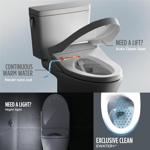 TOTO WASHLET+ UltraMax II 1G One-Piece Elongated 1.0 GPF Toilet and WASHLET+ S7A Contemporary Bidet Seat, Cotton White - MW6044736CUFG#01