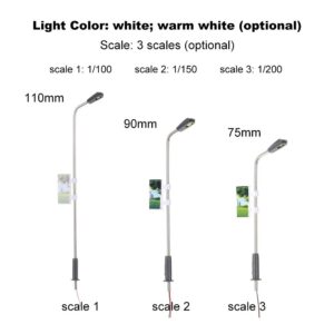 ERYUE 20pcs Warm White Model Street Lights Layout Lamppost Railway Train Garden Playground Scenery Led Lamp 1:100 Scale 110mm