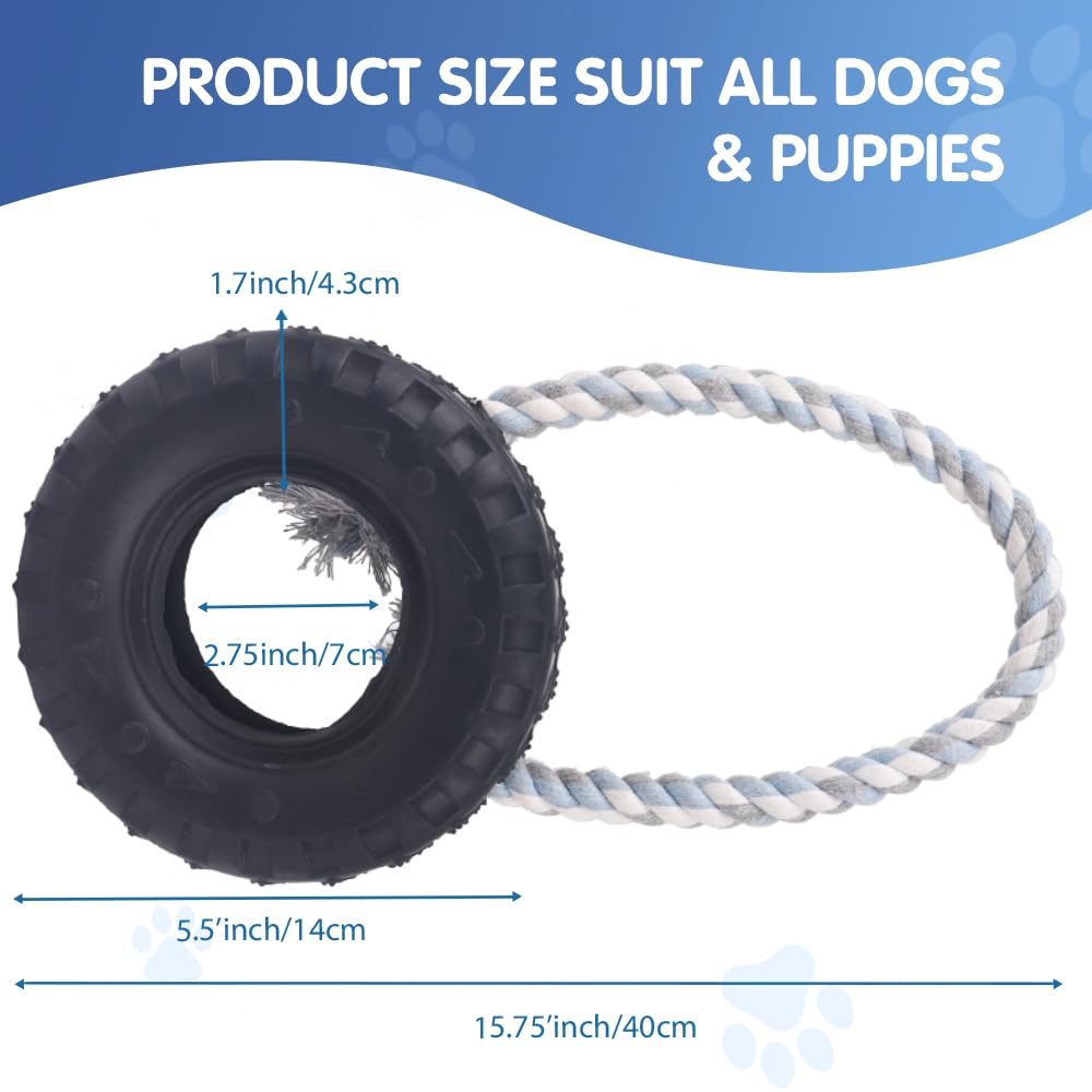 COMFPET Tough Chew Toys for Dogs, Indestructible Dog Toys for Aggressive Chewers, Rubber Tire Toy for Training and Cleaning Teeth, Heavy Duty Dog Dental Chews Toy