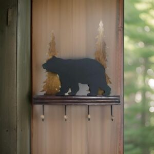 The Bridge Collection Black Bear Hooks - Towel Hooks Black Bear Bathroom Decor - Bear Accessories for Mountain Lodge Cabin Decor - Black Bear Decor for Kitchen, Bathroom Towel Rack Rustic