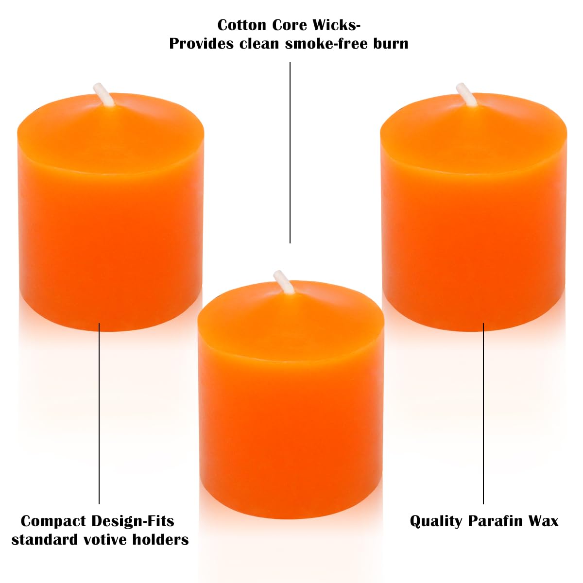 10 Hour Orange Votive Candles for Weddings Party Halloween Fall and Emergency, Set of 36 Unscented Bulk Candles for Restaurants and Home Decoration