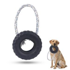 comfpet tough chew toys for dogs, indestructible dog toys for aggressive chewers, rubber tire toy for training and cleaning teeth, heavy duty dog dental chews toy