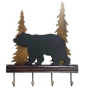 the bridge collection black bear hooks - towel hooks black bear bathroom decor - bear accessories for mountain lodge cabin decor - black bear decor for kitchen, bathroom towel rack rustic