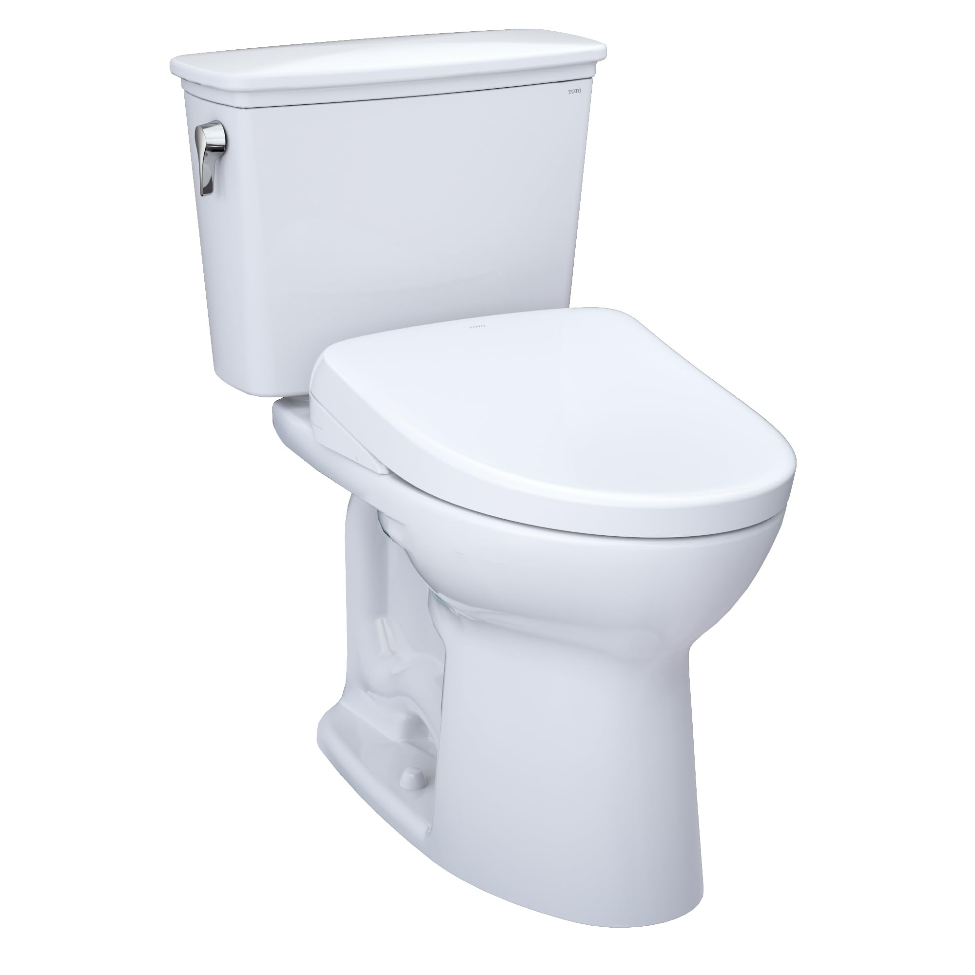 TOTO Drake Transitional WASHLET+ Two-Piece Elongated 1.28 GPF Universal Height TORNADO FLUSH Toilet and S7A Contemporary Bidet Seat with Auto Flush, Cotton White - MW7864736CEFGA.10#01