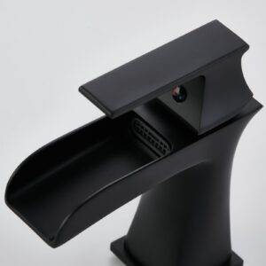 Waterfall Bathroom Faucet Black Single-Handle One Hole Sink Faucet Farmhouse Bath Vanity Lavatory Restroom Faucets