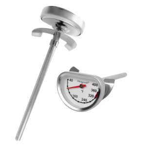 deep fry oil thermometer for tempura fryer pot,cooking thermometer for hot oil deep fryer，side of pot thermometer with clip&3.5 inch probe, easy clean up, reading fast,