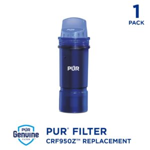 PUR Water Pitcher & Dispenser Replacement Filter 1-Pack, Genuine PUR Filter, 3-in-1 Powerful Filtration for More Chemical & Physical Substance Reduction, Blue (CRF950Z1)