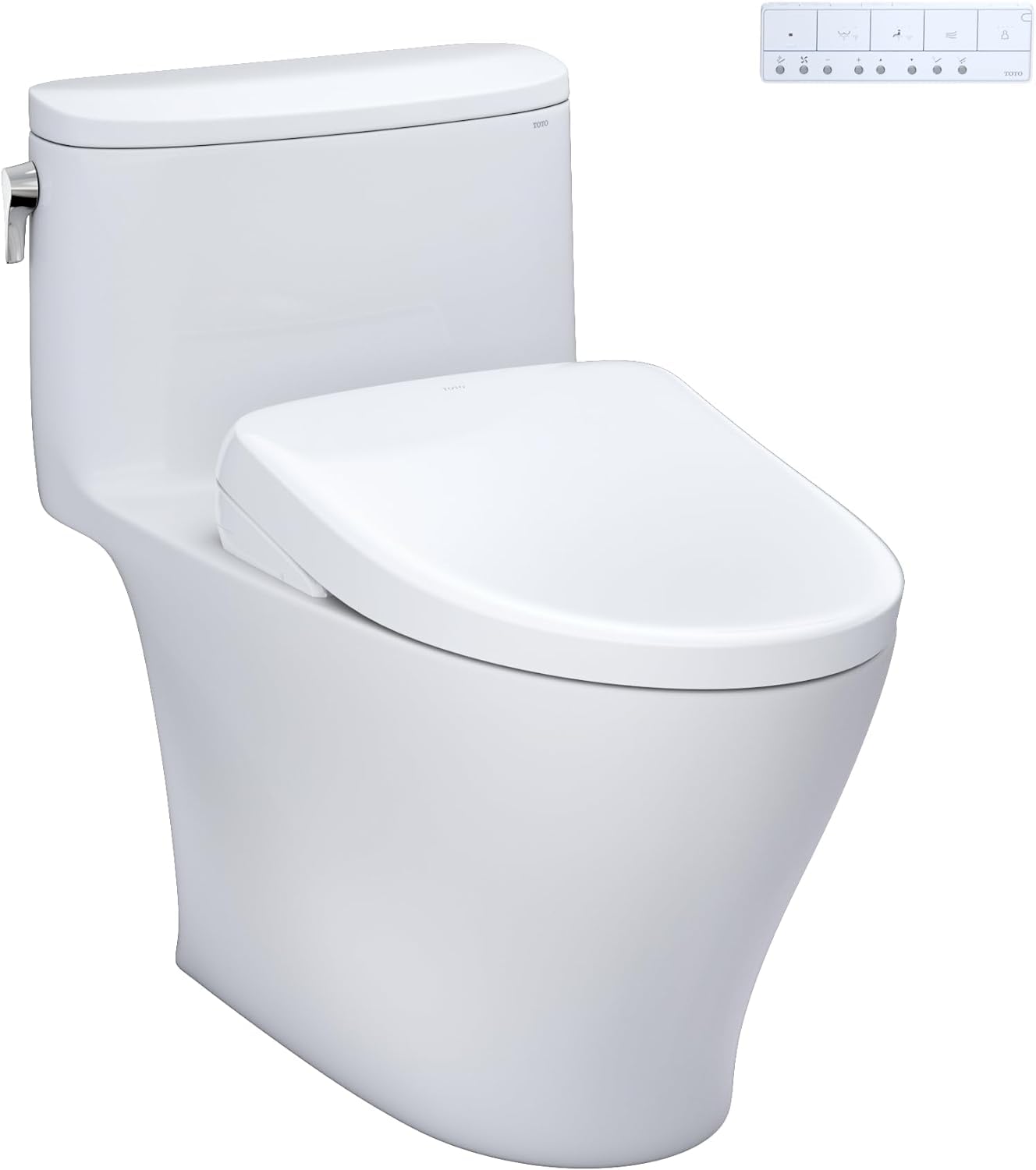 TOTO® WASHLET®+ Nexus® One-Piece Elongated 1.28 GPF Toilet with S7A Contemporary Bidet Seat, Cotton White - MW6424736CEFG#01