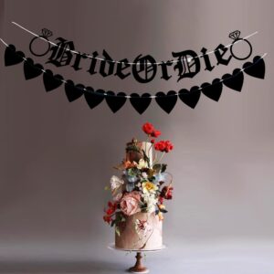 BRIDE OR DIE Banner,Black letters Bachelorette Party Decor Banner,Old English Gothic BRIDE OR DIE banner,Goth Bachelorette Party,Funny Wedding Engagement/Brial Shower Party Decorations