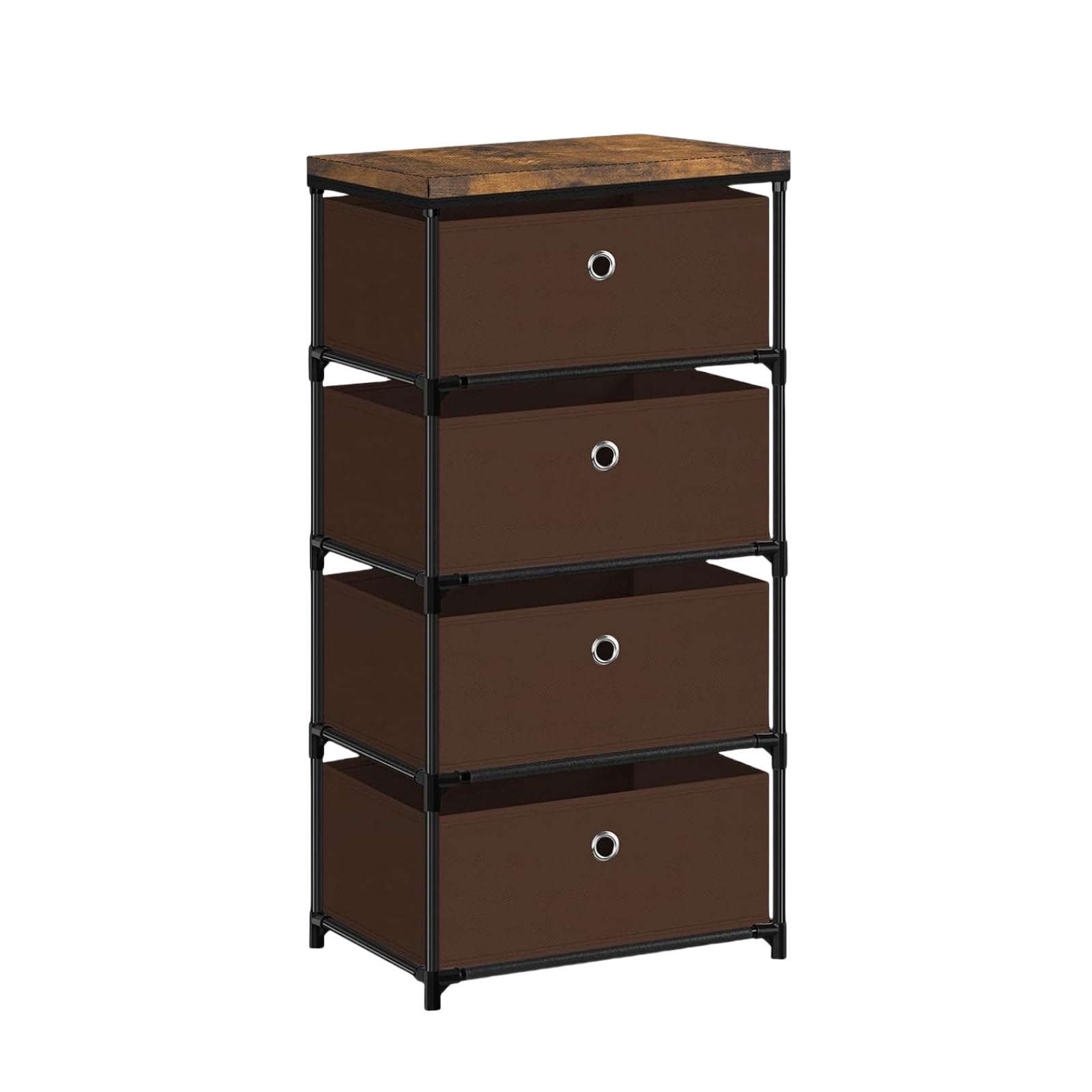 MOOACE Fabric Storage Dresser with Drawers, 4 Drawers Clothes Organizer and Storage Tower for Bedroom, Small Fabric Storage and Chest of Drawers, Brown