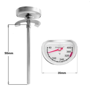 Deep Fry Oil Thermometer for Tempura Fryer Pot,Cooking Thermometer for Hot Oil Deep Fryer，Side of Pot Thermometer with Clip&3.5 inch Probe, Easy Clean up, Reading Fast,