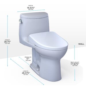 TOTO WASHLET+ UltraMax II One-Piece Elongated 1.28 GPF Toilet and WASHLET+ S7A Contemporary Bidet Seat, Cotton White - MW6044736CEFG#01