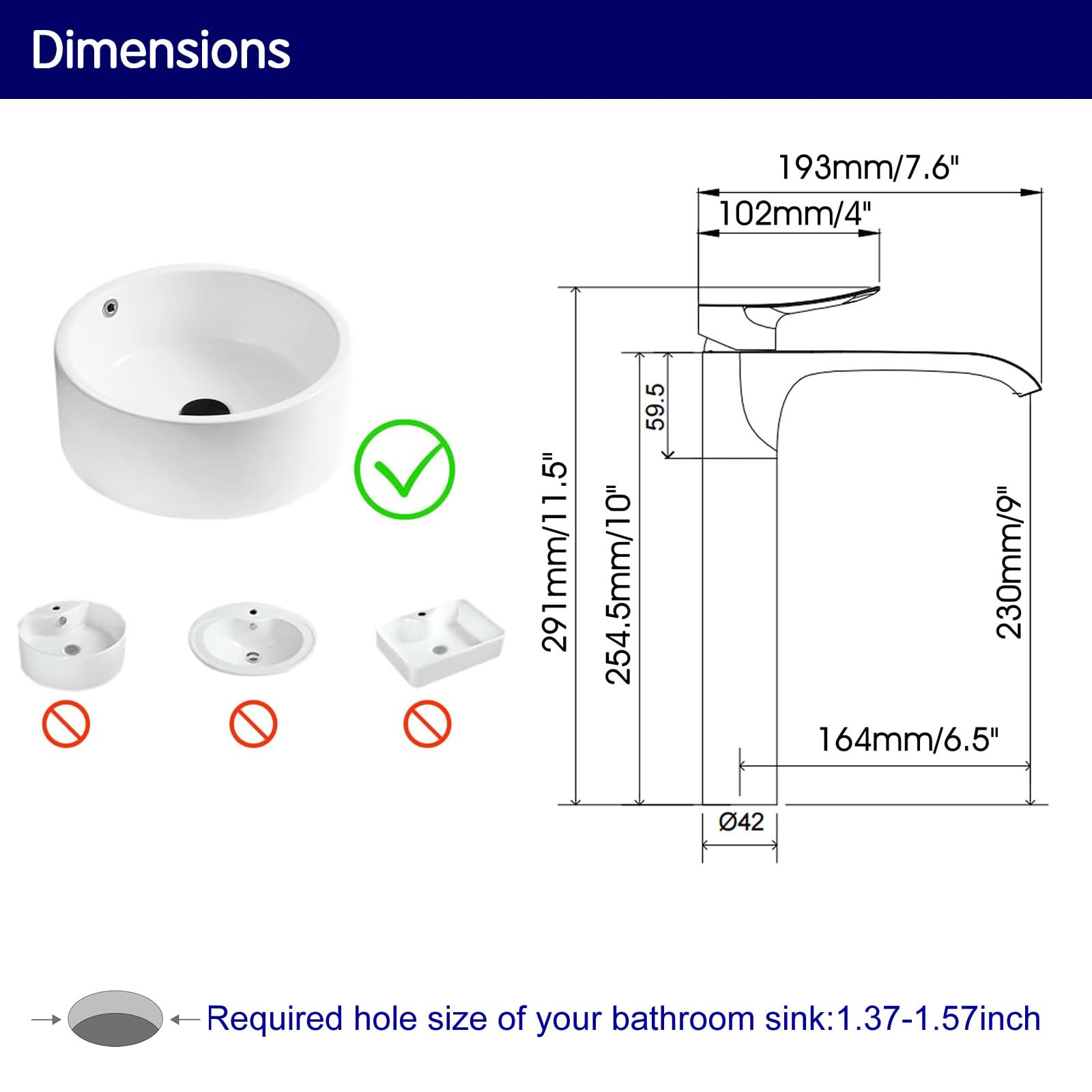 Tall Vessel Sink Faucet Bathroom Waterfall Faucet Single Handle Matte Black Vanity Bathroom Faucet Basin Mixer Tap with Water Supply Hose and Pop Up Sink Drain