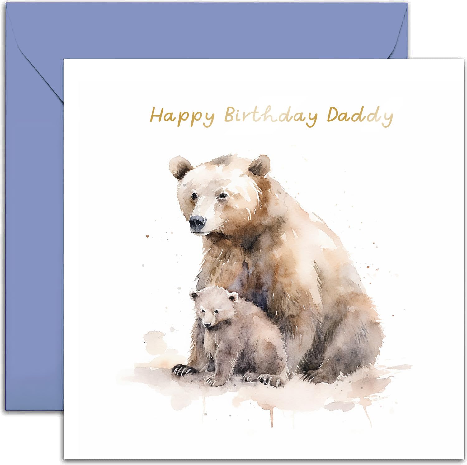 Old English Co. Brown Bear Happy Birthday Card for Daddy - Cute Bear Birthday Card from Young Children, Son, Daughter - Heartfelt Birthday Card for Daddy, For Him | Blank Inside with Envelope