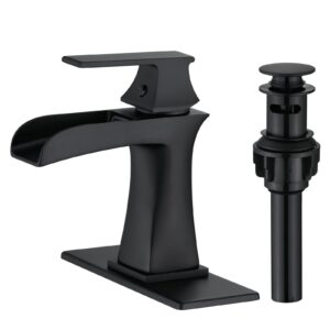 waterfall bathroom faucet black single-handle one hole sink faucet farmhouse bath vanity lavatory restroom faucets