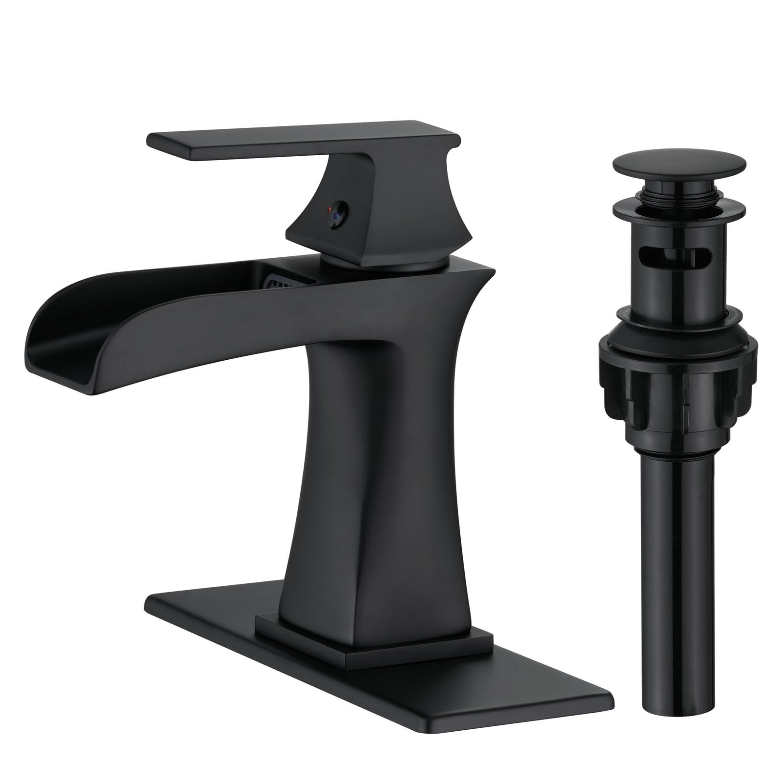 Waterfall Bathroom Faucet Black Single-Handle One Hole Sink Faucet Farmhouse Bath Vanity Lavatory Restroom Faucets