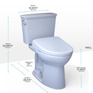 TOTO Drake Transitional WASHLET+ Two-Piece Elongated 1.28 GPF Universal Height TORNADO FLUSH Toilet with S7 Contemporary Bidet Seat, Cotton White - MW7864726CEFG.10#01