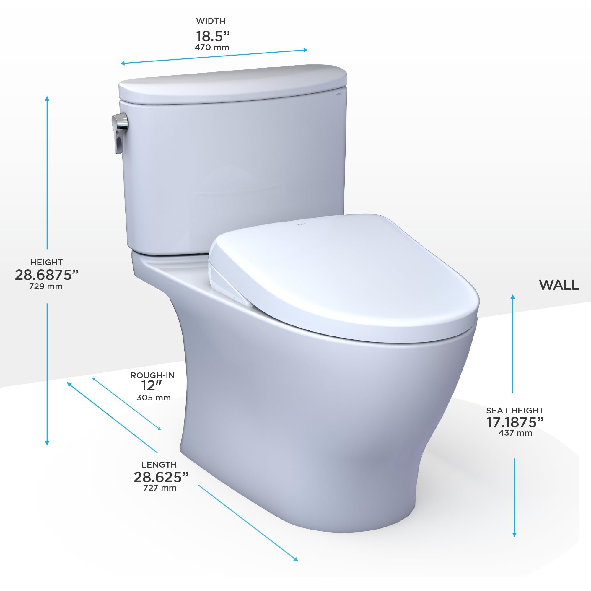 TOTO® WASHLET®+ Nexus® 1G® Two-Piece Elongated 1.0 GPF Toilet with S7A Contemporary Bidet Seat, Cotton White - MW4424736CUFG#01