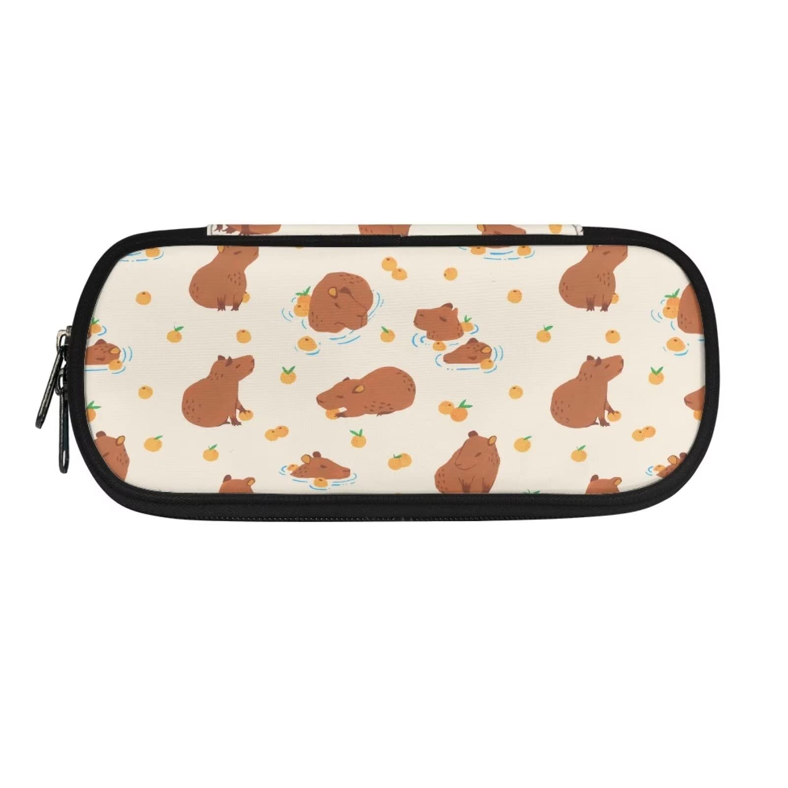 INSTANTARTS Orange Capybara Cute Pencil Case Big Capacity Pencil Box Pencil Holder Kids Girls Boys Portable Stationery Bag Pencil Pouch