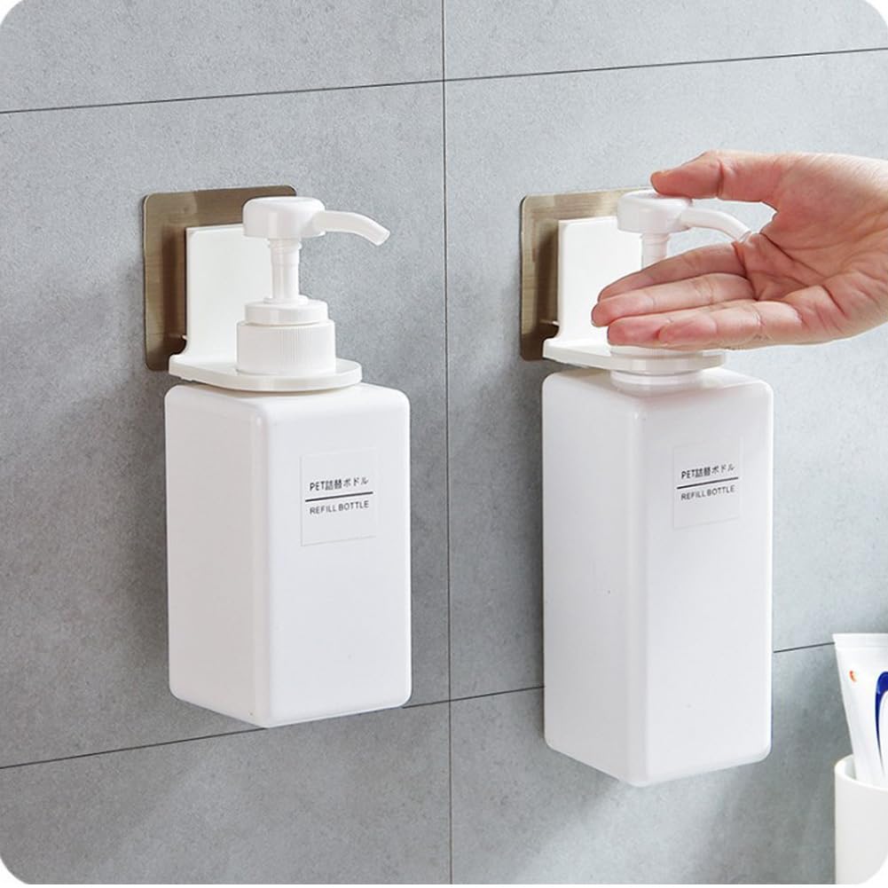 Fsocpen 10 Pcs Wall Mounted Pump Hand Stand Hanging Jar Hanger Rack Wall Mounted Pump Hand Stand, Drill Free Wall Soap Dispenser Lotion Container for Kitchen Bathroom,Soap Bottle Dispenser Holder