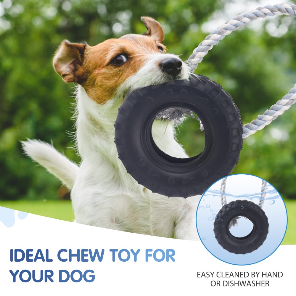 COMFPET Tough Chew Toys for Dogs, Indestructible Dog Toys for Aggressive Chewers, Rubber Tire Toy for Training and Cleaning Teeth, Heavy Duty Dog Dental Chews Toy