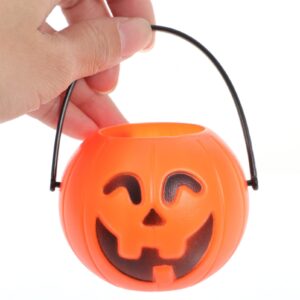 Ciieeo 20PCS Small Halloween Pumpkin Bucket 7CM Mini Plastic Portable Trick or Treat Pumpkin Candy Buckets Bulk for Halloween Party Decoration Supplies