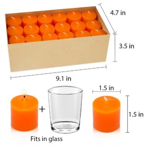 10 Hour Orange Votive Candles for Weddings Party Halloween Fall and Emergency, Set of 36 Unscented Bulk Candles for Restaurants and Home Decoration