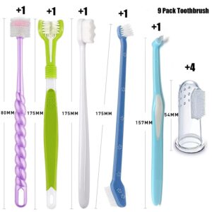 URMYONLY Dog Toothbrush, Finger Toothbrushes, 360 Degree Toothbrush, Triple Head Dog Toothbrushes, Double Head Toothbrush,Cleaning Brushes for Dog Cat Oral Dental Health 9Pack