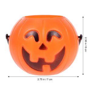 Ciieeo 20PCS Small Halloween Pumpkin Bucket 7CM Mini Plastic Portable Trick or Treat Pumpkin Candy Buckets Bulk for Halloween Party Decoration Supplies