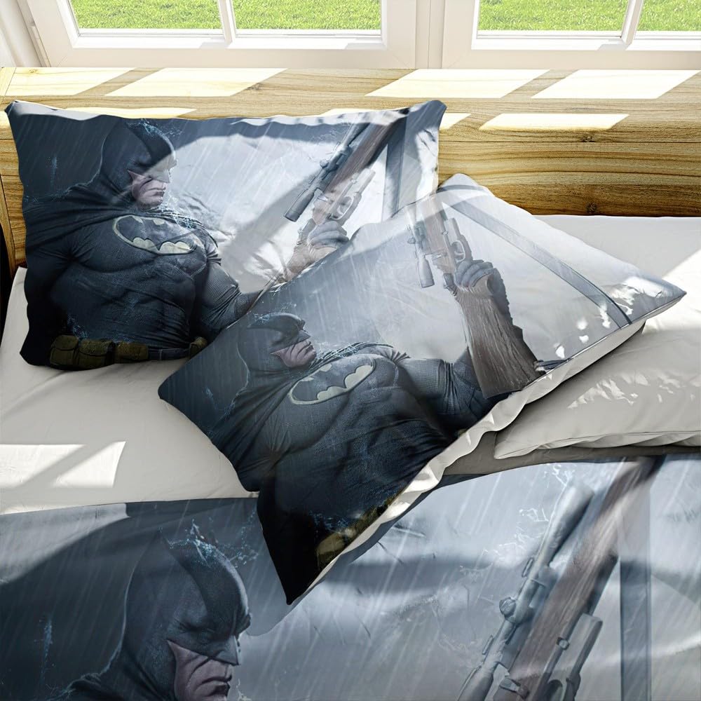 NICHIYOBI Bat Superhero Wayne Dark Knight Duvet Cover Set 3D Bedding Comforter Cover 3 Pcs (1 Duvet Cover+2 Pillowcases) Bedding Set (15,King-104x90in+20x30in*2)