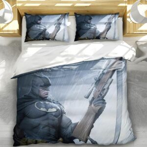 NICHIYOBI Bat Superhero Wayne Dark Knight Duvet Cover Set 3D Bedding Comforter Cover 3 Pcs (1 Duvet Cover+2 Pillowcases) Bedding Set (15,King-104x90in+20x30in*2)