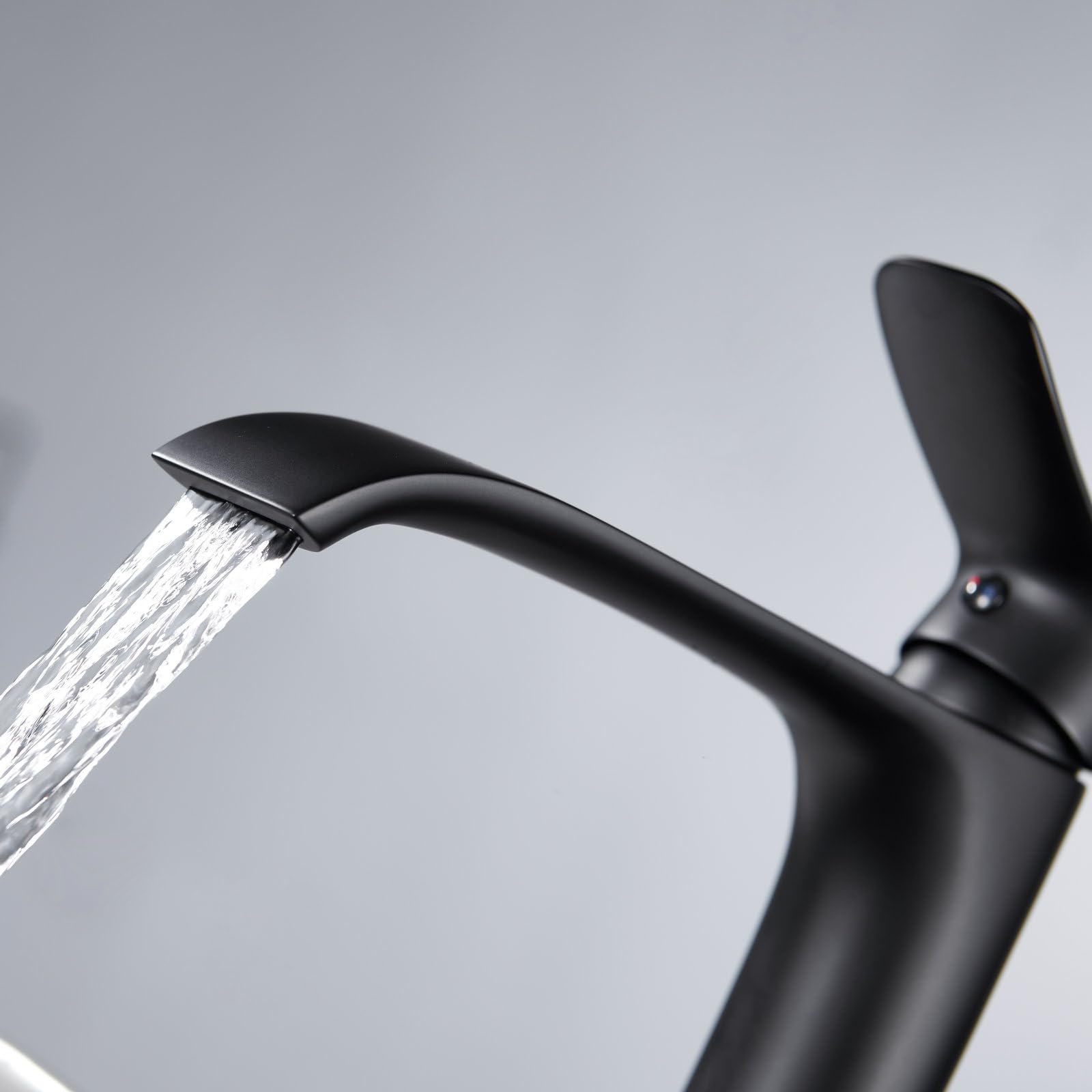 Tall Vessel Sink Faucet Bathroom Waterfall Faucet Single Handle Matte Black Vanity Bathroom Faucet Basin Mixer Tap with Water Supply Hose and Pop Up Sink Drain