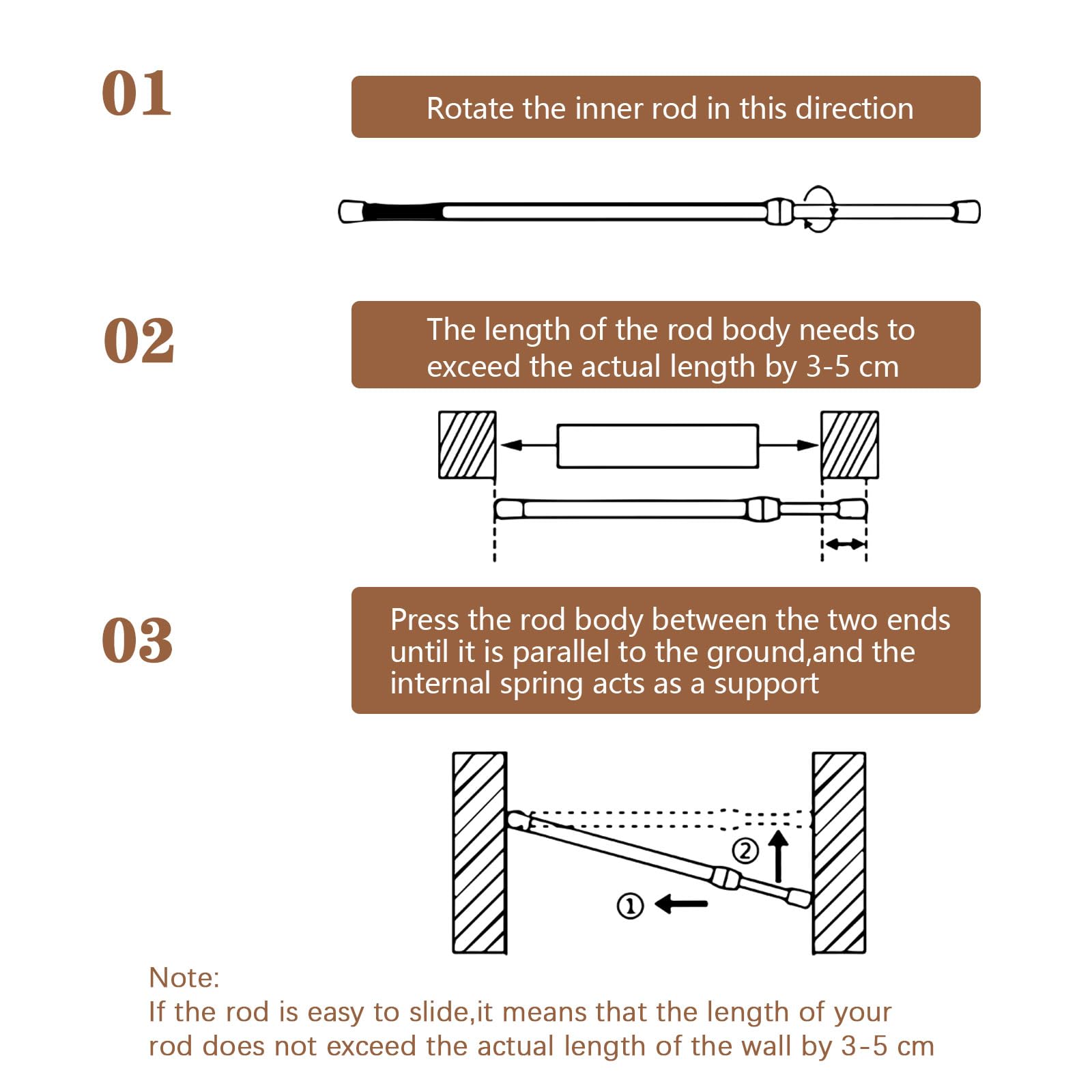 Tesmirror RV Refrigerator Tension Rods Tension Bars RV Fridge Bars Kitchen Accessories Refrigerator Accessories, 15.8-27.6 Inch, White