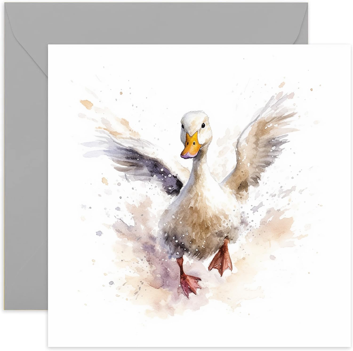 Old English Co. Watercolour Duck Greeting Card for Birthday - Cute Birthday Card for Mum, Nan, Sister, Her - Wildlife Art Card for Thinking of You, Thank You, Just Because | Blank Inside Envelope