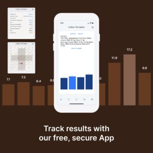 Digital Coffee Refractometer - Pairs with Smartphone | Range 0-27%; Accuracy ±0.2%; ATC 50°F to 140 °F | Portable Handheld | Made in Korea | Measures Coffee TDS Easy to Read | IP65 Waterproof